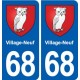 68 Village-Neuf blason autocollant plaque stickers ville