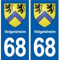 68 Volgelsheim blason autocollant plaque stickers ville