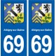69 Albigny-sur-Saône blason autocollant plaque stickers ville