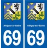 69 Albigny-sur-Saône blason autocollant plaque stickers ville