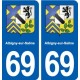 69 Albigny-sur-Saône blason autocollant plaque stickers ville
