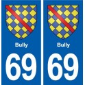 69 Bully blason autocollant plaque stickers ville