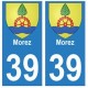39 Morez autocollant plaque blason armoiries stickers département ville