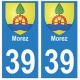 39 Morez autocollant plaque blason armoiries stickers département ville