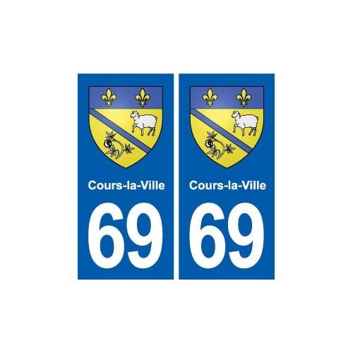 69 Cours-la-Ville blason autocollant plaque stickers ville