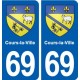 69 Cours-la-Ville blason autocollant plaque stickers ville