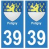 39 Poligny aufkleber platte wappen wappen sticker abteilung stadt