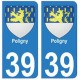 39 Poligny autocollant plaque blason armoiries stickers département ville
