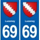 69 Lucenay blason autocollant plaque stickers ville