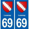 69 Lucenay blason autocollant plaque stickers ville