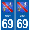 69 Millery blason autocollant plaque stickers ville