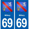 69 Millery blason autocollant plaque stickers ville