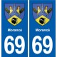 69 Morancé blason autocollant plaque stickers ville