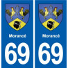 69 Morancé blason autocollant plaque stickers ville