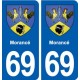 69 Morancé blason autocollant plaque stickers ville