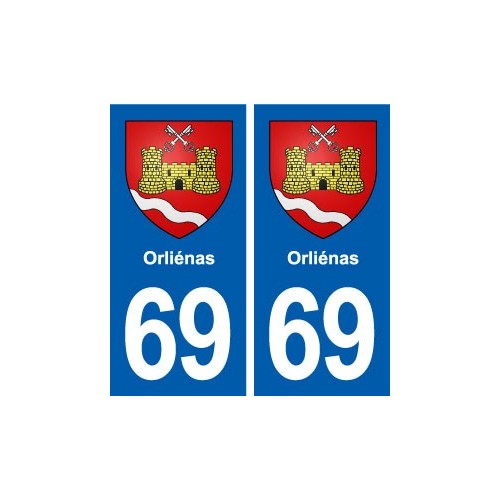 69 Orliénas blason autocollant plaque stickers ville