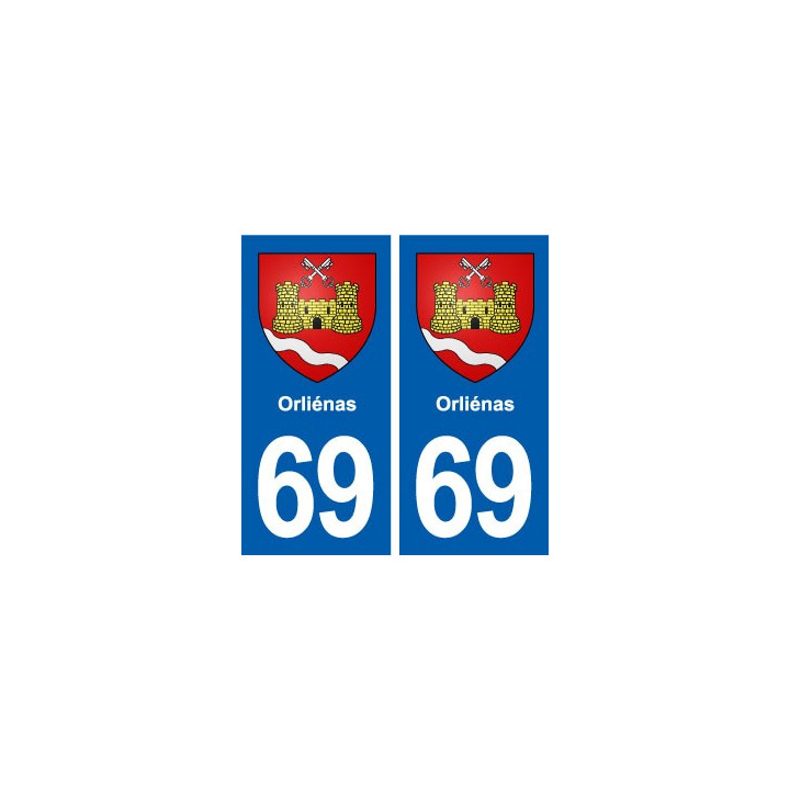 69 Orliénas blason autocollant plaque stickers ville