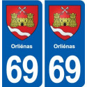 69 Orliénas blason autocollant plaque stickers ville