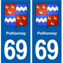 69 Pollionnay blason autocollant plaque stickers ville