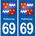 69 Pollionnay blason autocollant plaque stickers ville