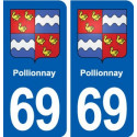 69 Pollionnay blason autocollant plaque stickers ville