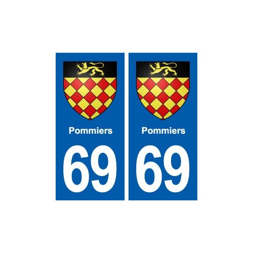 69 Pommiers blason autocollant plaque stickers ville