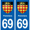 69 Pommiers blason autocollant plaque stickers ville