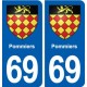 69 Pommiers blason autocollant plaque stickers ville