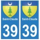 39 Saint-Claude adesivo piastra stemma coat of arms adesivi dipartimento città