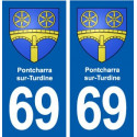 69 Pontcharra-sur-Turdine blason autocollant plaque stickers ville
