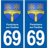 69 Pontcharra-sur-Turdine blason autocollant plaque stickers ville