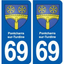 69 Pontcharra-sur-Turdine blason autocollant plaque stickers ville