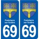 69 Pontcharra-sur-Turdine blason autocollant plaque stickers ville