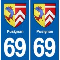 69 Pusignan blason autocollant plaque stickers ville