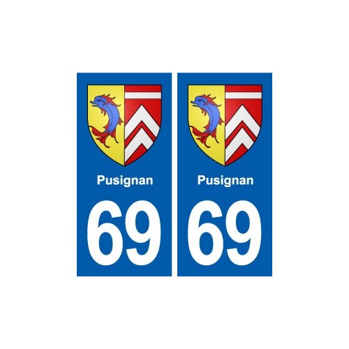 69 Pusignan blason autocollant plaque stickers ville
