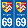 69 Pusignan blason autocollant plaque stickers ville