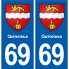 69 Quincieux blason autocollant plaque stickers ville