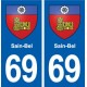 69 Sain-Bel blason autocollant plaque stickers ville