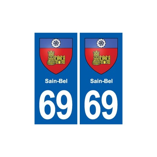 69 Sain-Bel blason autocollant plaque stickers ville