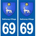 69 Sathonay-Village blason autocollant plaque stickers ville