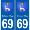 69 Sathonay-Village blason autocollant plaque stickers ville