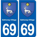 69 Sathonay-Village blason autocollant plaque stickers ville