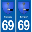 69 Savigny blason autocollant plaque stickers ville