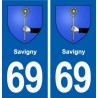 69 Savigny blason autocollant plaque stickers ville