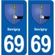 69 Savigny blason autocollant plaque stickers ville