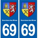 69 Sourcieux-les-Mines blason autocollant plaque stickers ville