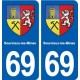 69 Sourcieux-les-Mines blason autocollant plaque stickers ville