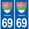 69 Taluyers blason autocollant plaque stickers ville