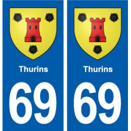69 Thurins blason autocollant plaque stickers ville