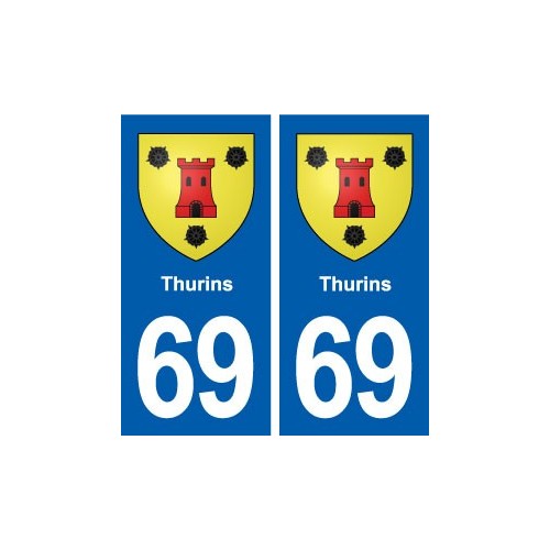 69 Thurins blason autocollant plaque stickers ville